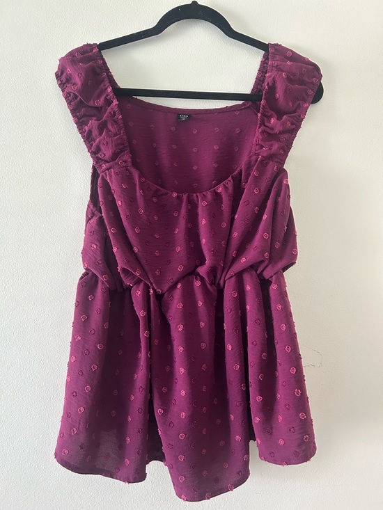 SHEIN Tops - SHEIN Plum Ruffle Sleeve Textured Tank Top